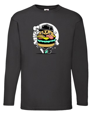 FRUIT OF THE LOOM Μακρυμάνικο T-shirt με στάμπα burger guy black